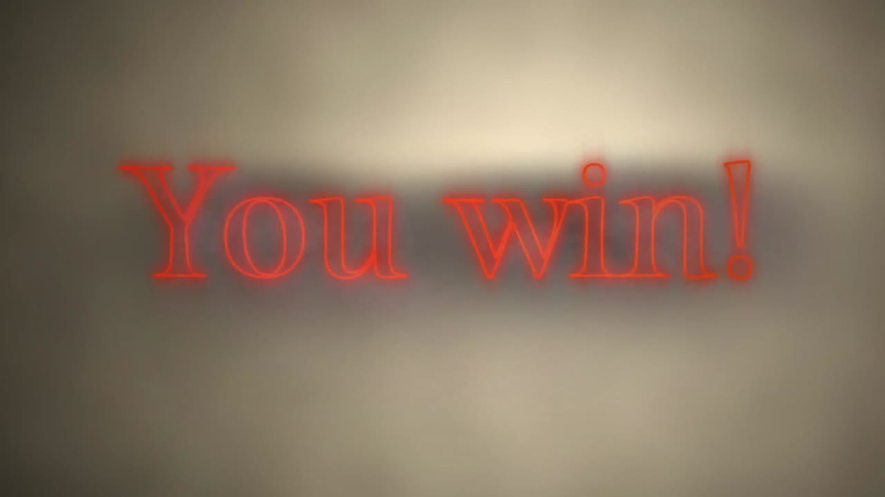 ¡usted gana! en neón rojo sobre un fondo iluminado en gris