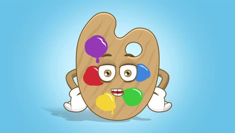 artista de dibujos animados paleta de colores altavoz hablar con cara animación alfa mate