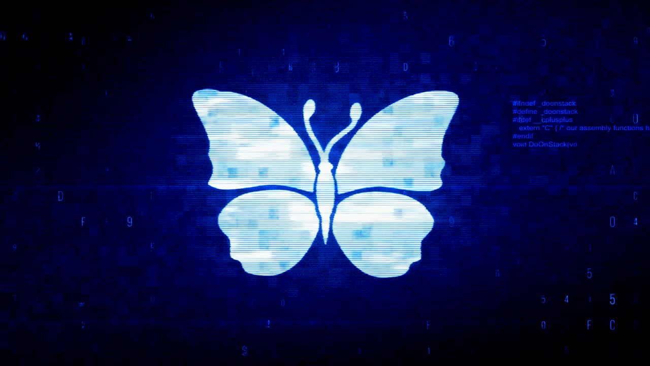 Butterfly And Bee Symbol Digital Pixel Noise Error Animation.