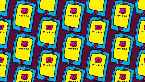 kids drawing pop art seamless background with theme of music application