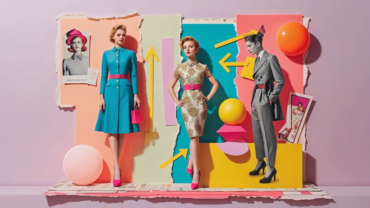 Retro Fashion Collage with Abstract Elements