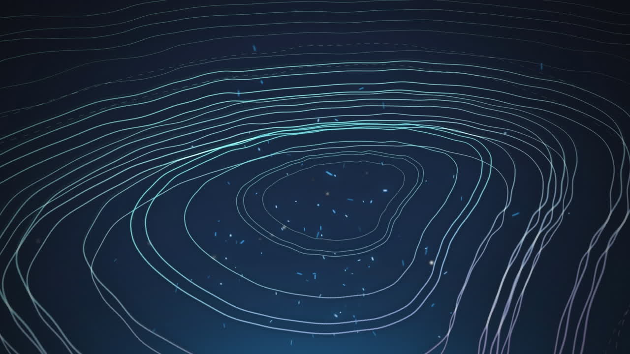 파란색 배경의 지형에 맞서 움직이는  ⁇ 색 입자