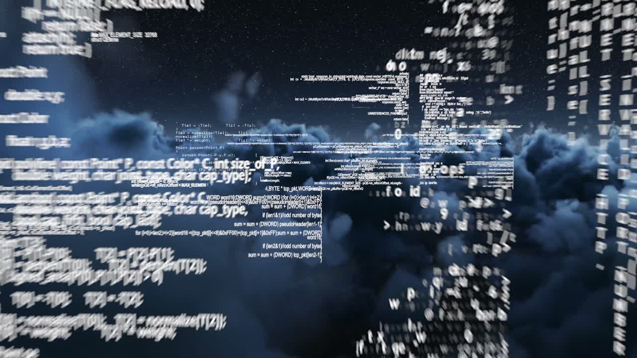 Binary code against white clouds 4k