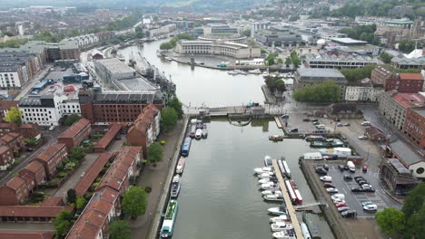 bristol city waterfront docks uk high pov aerial footage 4k