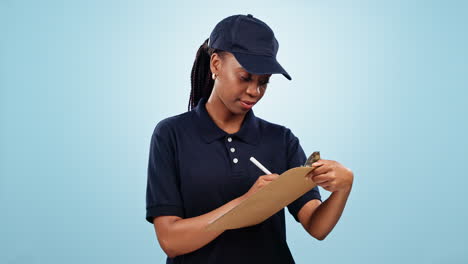 happy black woman, writing