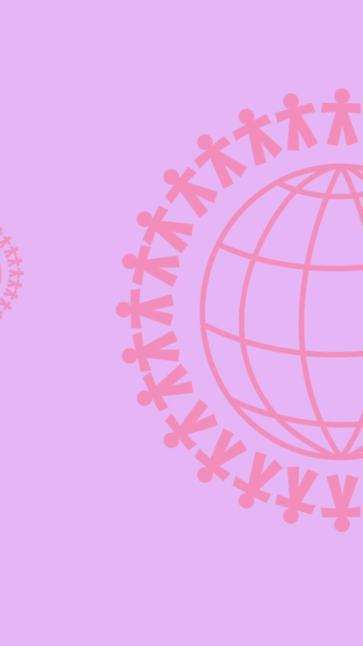 Animación de múltiples logotipos de globo rosa apareciendo sobre un fondo rosa.