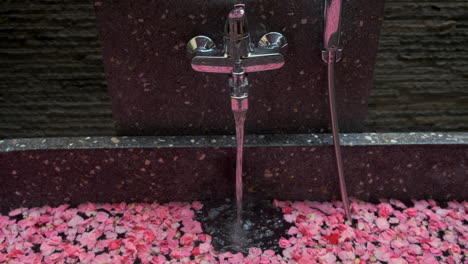 outdoor spa bath with rose petals