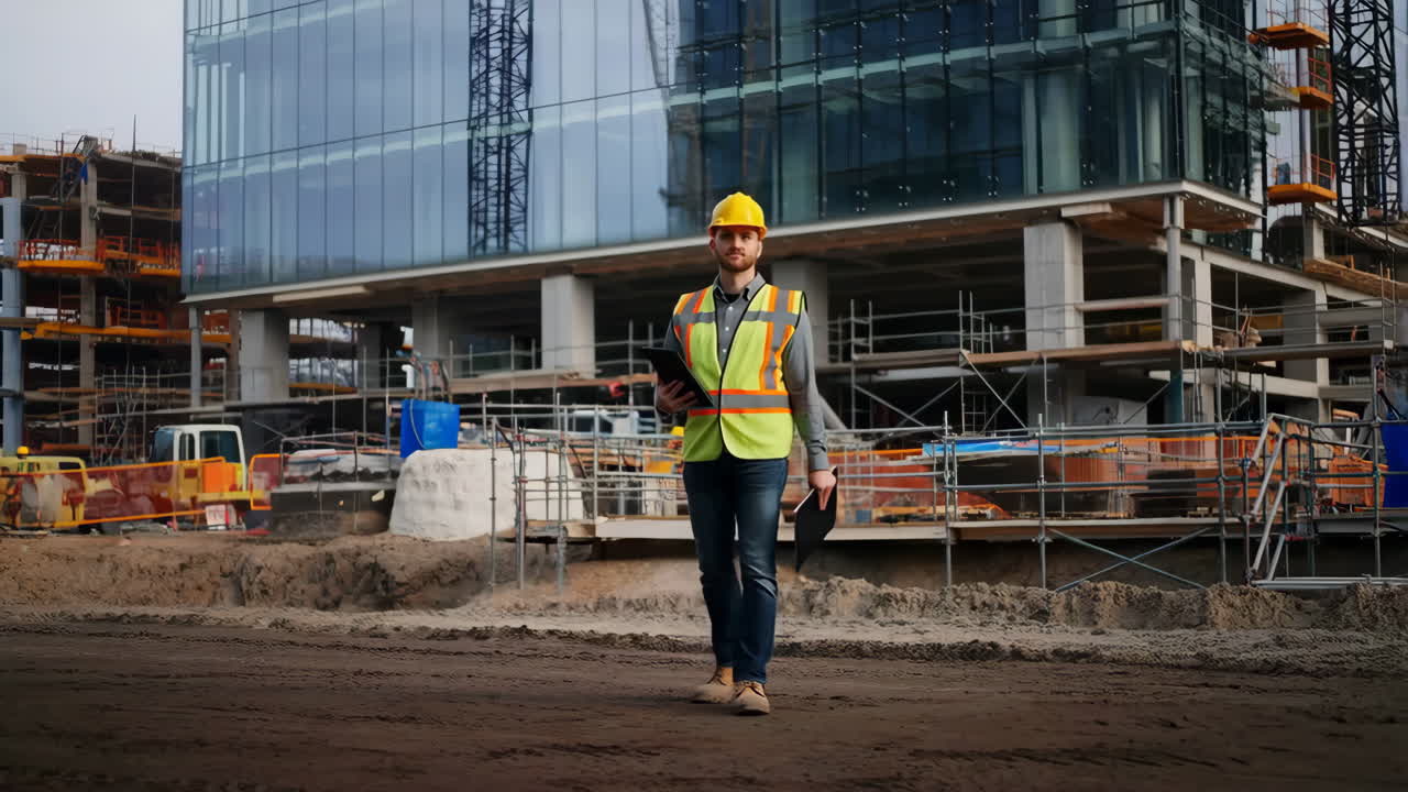 trabajador de la construcción en un sitio de construcción