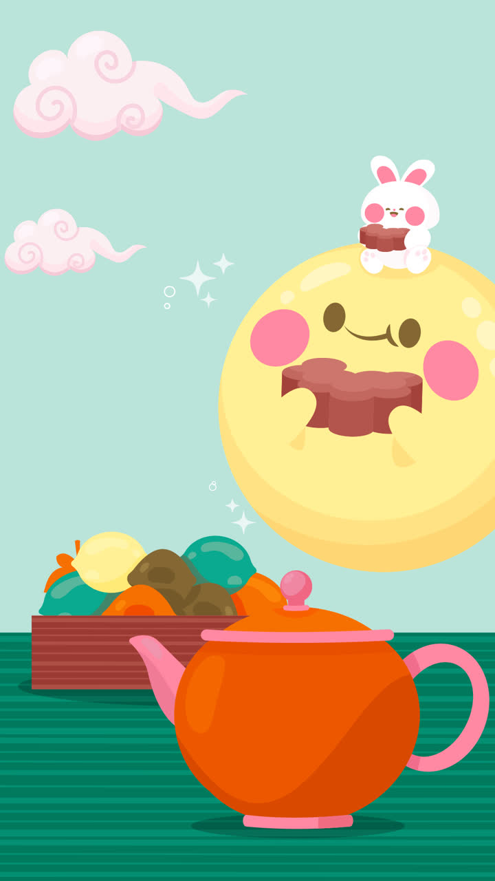 한국의 소크 축제 축하를 위한 평평한 배경의 애니메이션