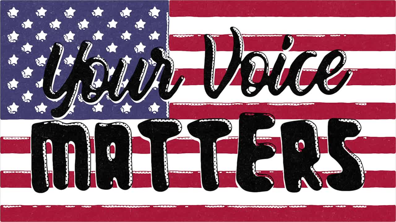 La Tua Voce Conta, Bandiera USA, Animazione in Stile Retrò e Grungy