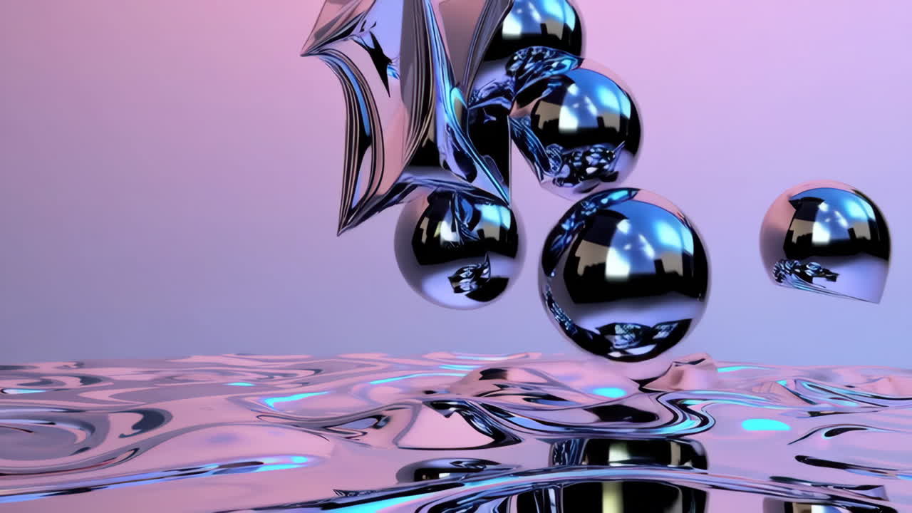 Abstract Geometric Shapes Falling into Liquid