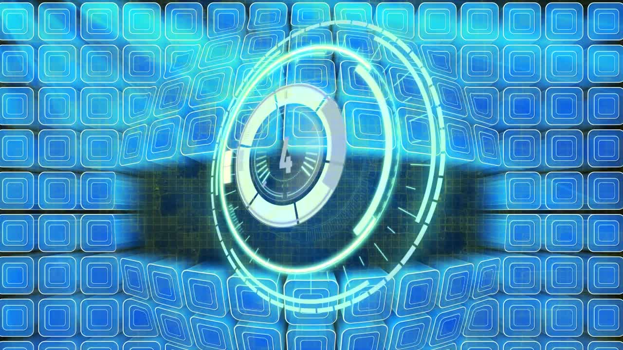 animación de la cerradura de la caja fuerte sobre cuadrados azules sobre fondo negro