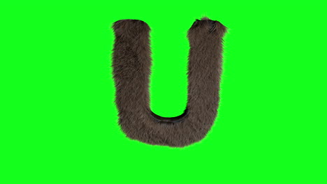 Abstract-hairy-letter-U-sign-fluffy-furry