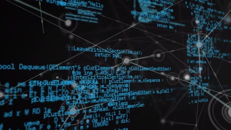 animation of data processing and network of connections