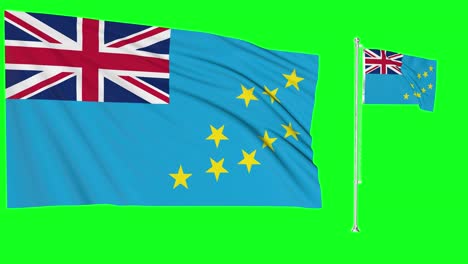 green screen waving tuvalu flag or flagpole