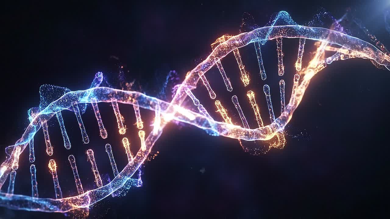 Struttura a doppia elica di DNA astratto futuristico in rotazione