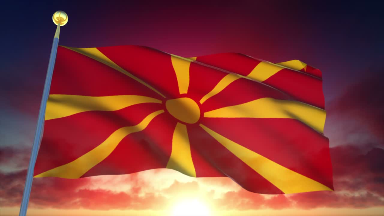4k bandera muy detallada de macedonia en bucle