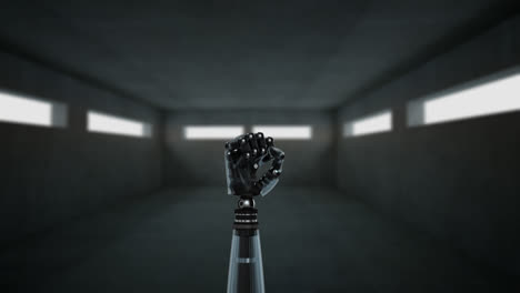 mano robot dentro de una habitación vacía