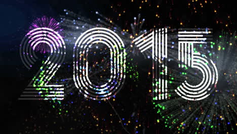 seamless colourful fireworks exploding with 2015