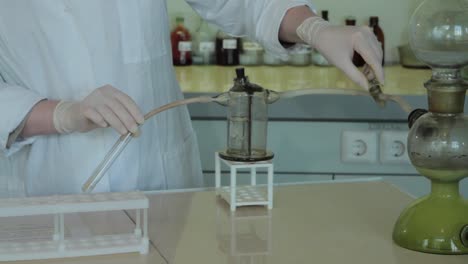 laboratory experiment with vacuum distillation