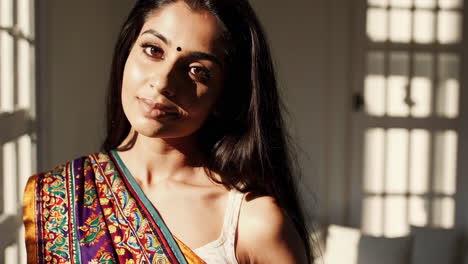 smiling indian woman in traditional sari