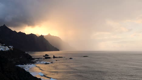 sunset at benijo beach on tenerife - canary islands