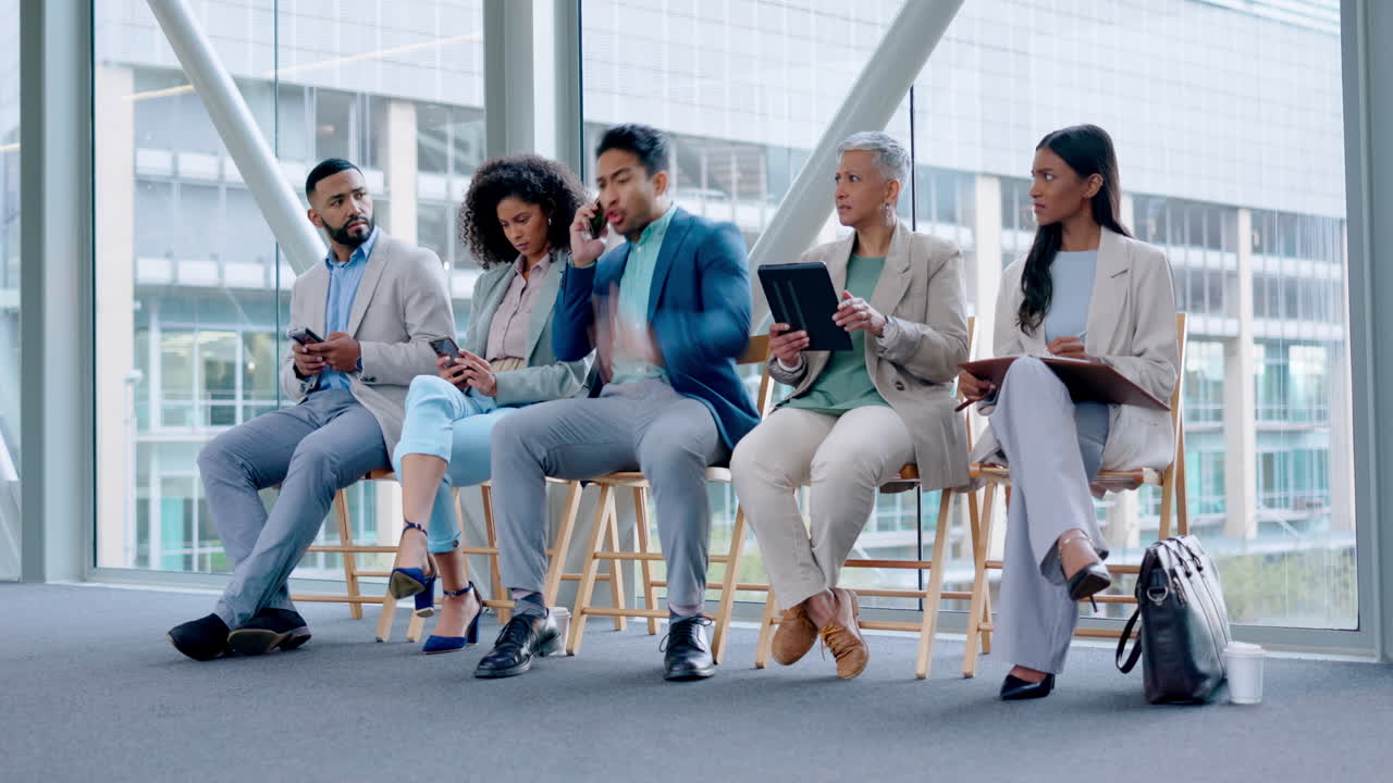 Business people, interview line