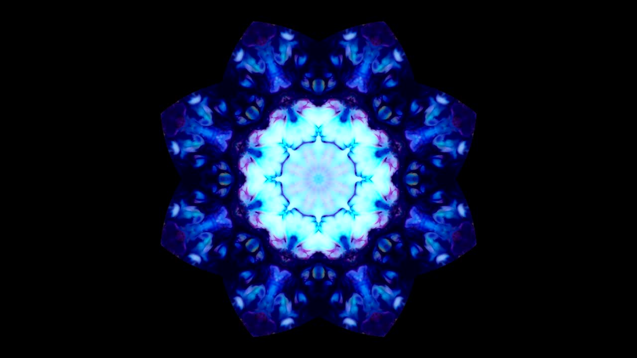 movimiento de caleidoscopio abstracto: círculos geométricos y formas de estrellas