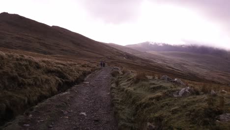 hiking up snowdon mountain during the fog