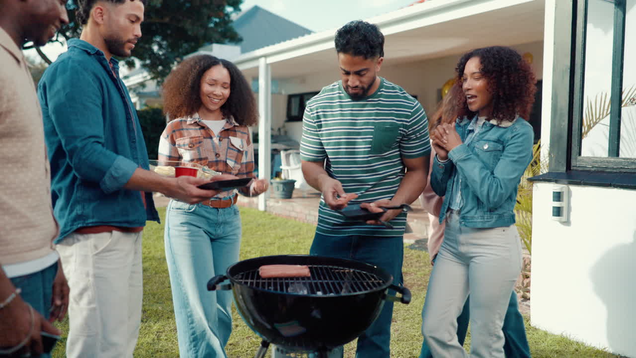 Group of friends having a barbecue party