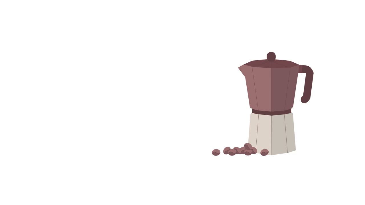 4k 동영상 커피 메이커와 커피 콩의 평평한 스타일