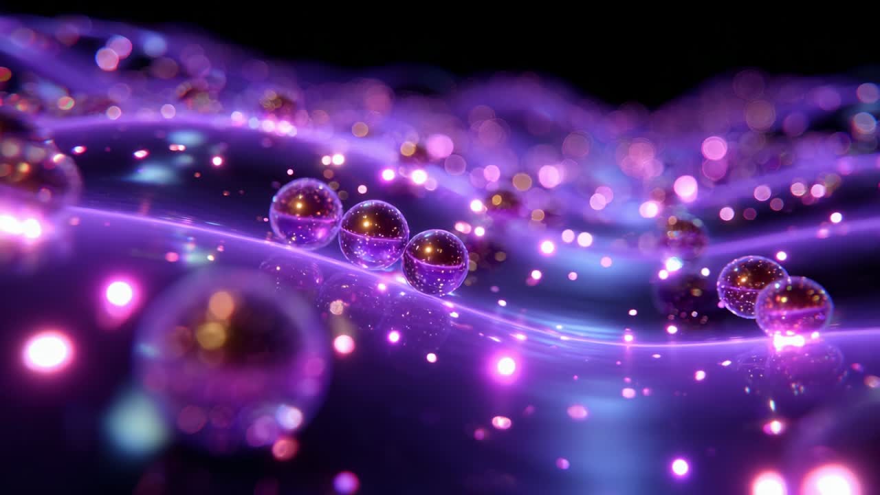 A mesmerizing display of vibrant orbs interspersed within flowing waves of color and light, creating a captivating visual experience that blends elements of abstract art and digital design in stunning, high-quality detail