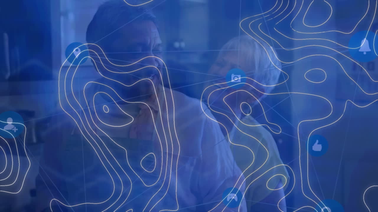 animación de la red de conexiones con iconos sobre parejas diversas