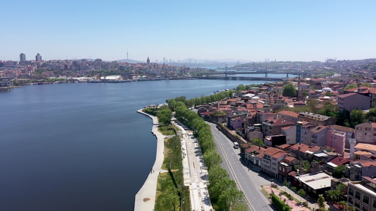 imágenes de drones en el cuerno de oro, estambul, oe01