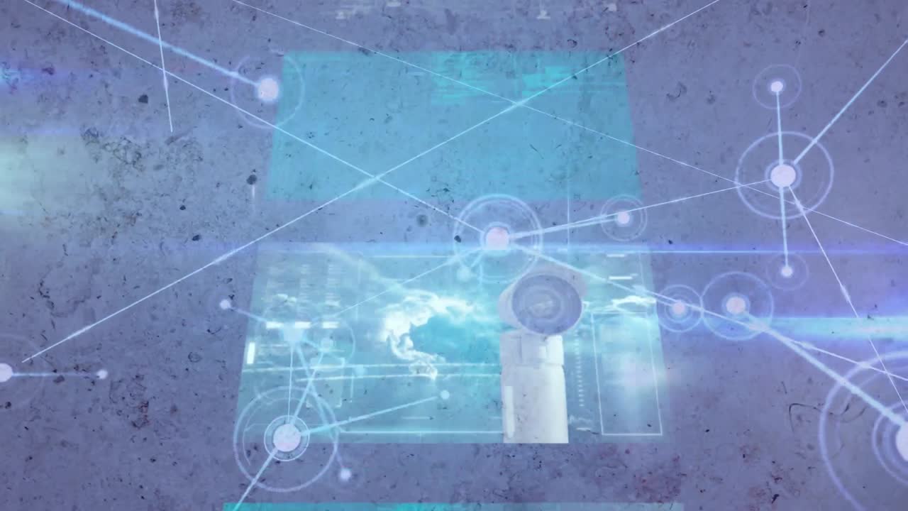 파란색 배경에 화면과 연결 네트워크의 애니메이션