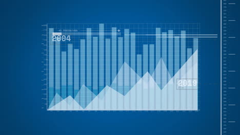 animación del procesamiento de datos financieros sobre un fondo azul