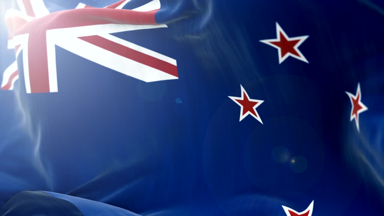 뉴질랜드 국기 느린 흔들림 배경 4k 클로즈업 발 흔들림