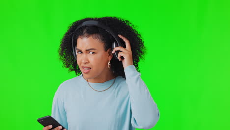 What,-disturb-and-black-woman-with-headphones