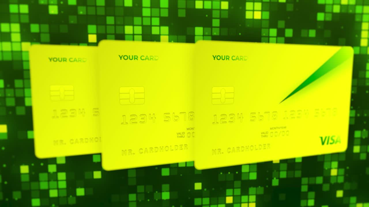 노란색과 녹색 신용카드