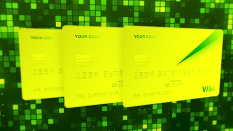 tarjetas de crédito amarillas y verdes