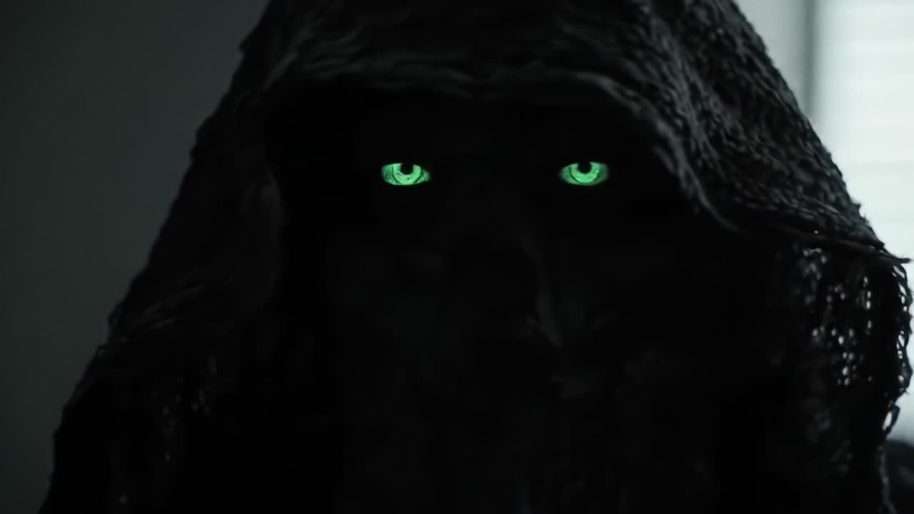 figura misteriosa con ojos brillantes