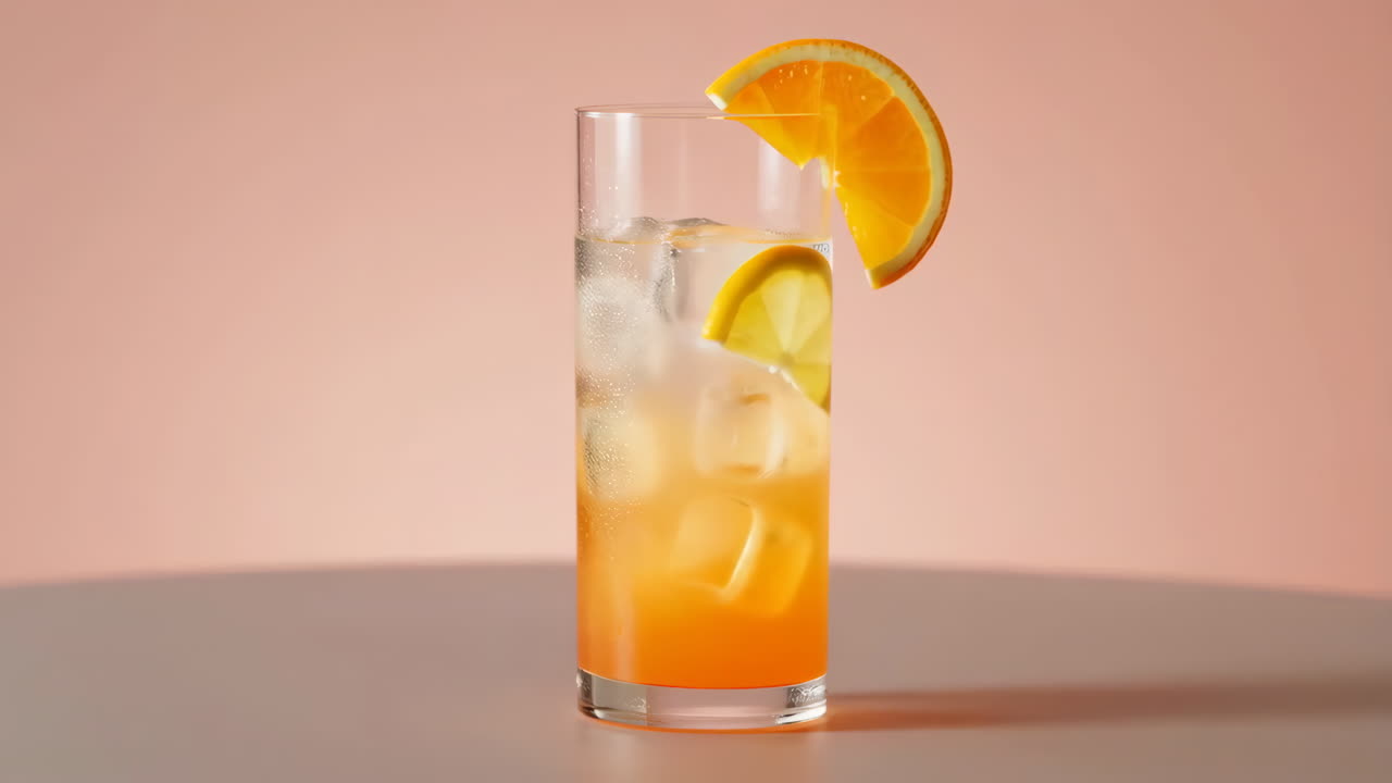 Refreshing Orange Citrus Drink with Ice and Fruit Garnish