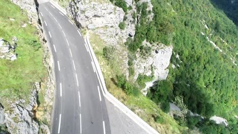 drone shot of french roads on a mountain