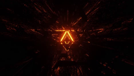 motion graphics sci fi tunnel: rhombus and triangle tunnel designs, orange and blue