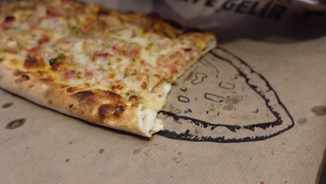 slice of cheese pizza on a plate on wooden table