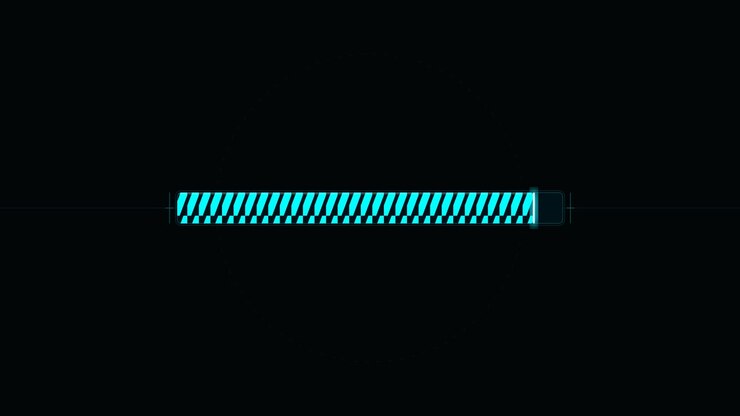 Digital Loading Progress Bar Animation with Cyan Stripes