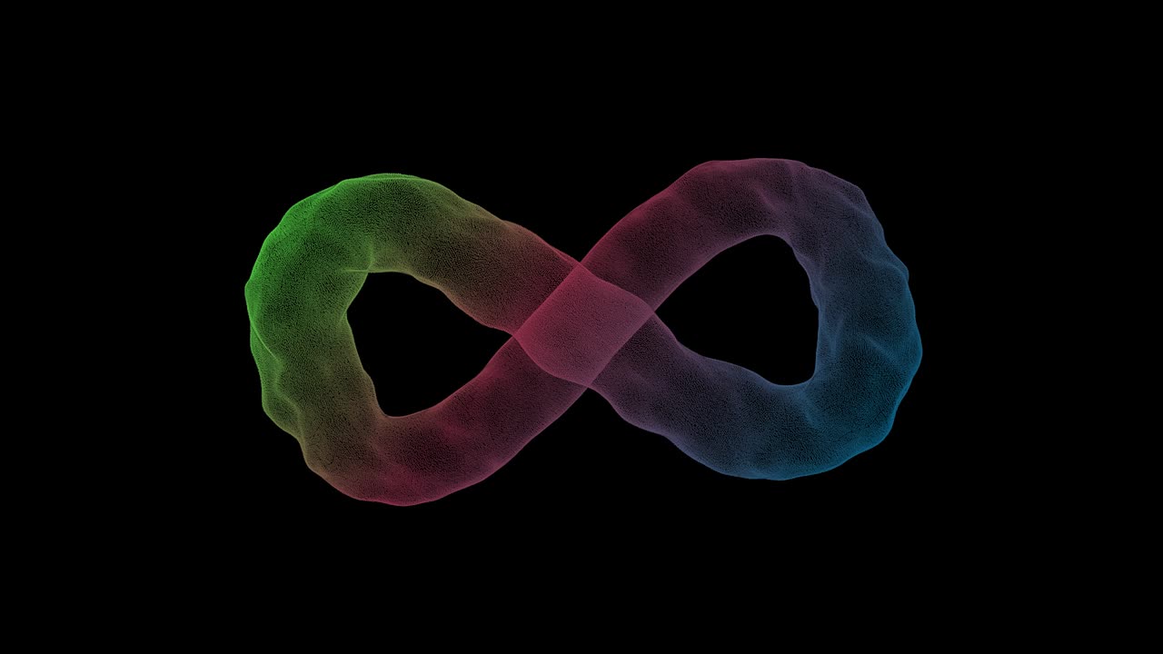 el símbolo futurista del infinito ondeando. la forma del icono de la rotación infinita,