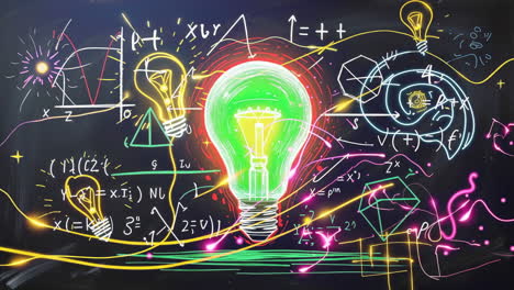 ideas and complex mathematics on a blackboard
