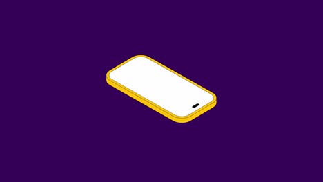 smartphone in yellow case with blank white screen vibrates