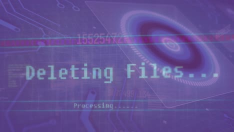 Animation-Der-Datenverarbeitung,-Runder-Scanner-Und-Mikroprozessorverbindungen-Vor-Violettem-Hintergrund